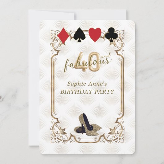 Art Deco Casino Poker 40 en Fabulous Verjaardag  Kaart