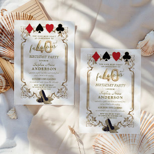 Art Deco Casino Poker 40 en Fabulous Verjaardag Kaart