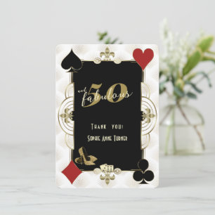 Art Deco Casino Poker 50 en Fabulous Verjaardag Bedankkaart