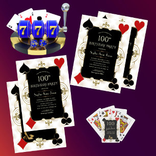 Art Deco Casino Royale Poker Woman 100ste verjaard Kaart