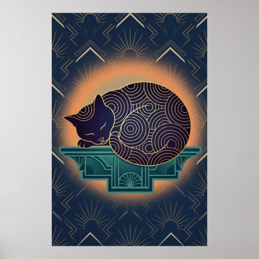 Art Deco Cat Fish Trophy Wall Art Poster (Voorkant)
