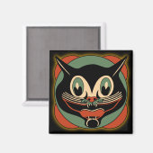  Art Deco Cat Halloween Magnet (Voorkant / Achterkant)