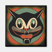  Art Deco Cat Halloween Magnet (Voorkant)