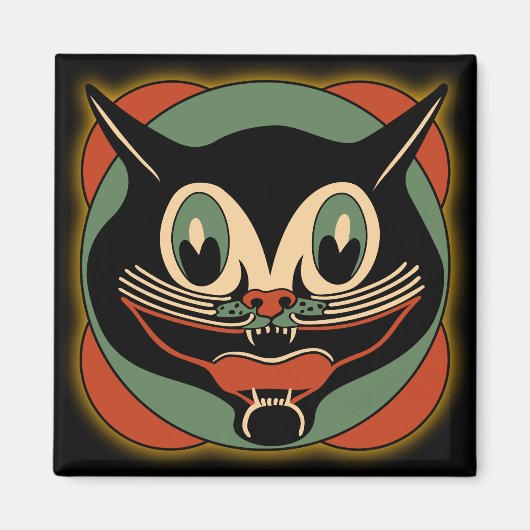  Art Deco Cat Halloween Magnet (Voorkant)