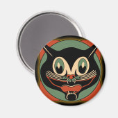  Art Deco Cat Halloween Magnet (Voorkant / Achterkant)