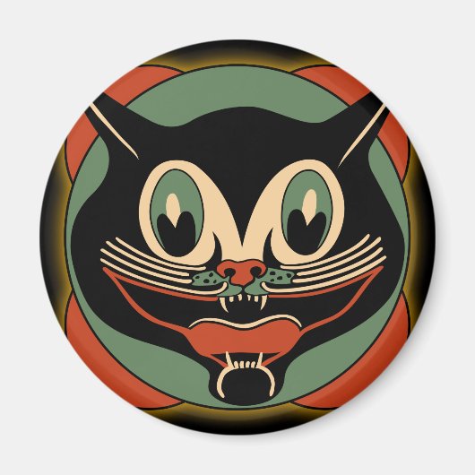  Art Deco Cat Halloween Magnet (Voorkant)