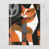 Art deco cat vetgedrukte lijnen briefkaart (Voorkant)