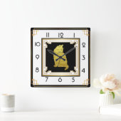 Art Deco Cat Vierkante Klok (Huis)