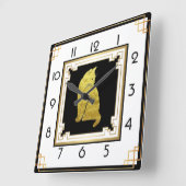 Art Deco Cat Vierkante Klok (Hoek)
