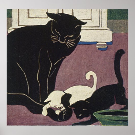 Art Deco Cats Poster (Voorkant)