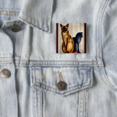 Art Deco Cats Vierkante Button 5,1 Cm (In situ)