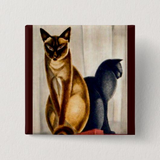 Art Deco Cats Vierkante Button 5,1 Cm (Voorkant)