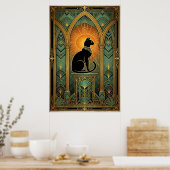 Art Deco Celestial Solstice Cat Wall Art Poster (Keuken)