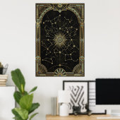 Art Deco Celestial Star Chart Poster | Gold Teal (Thuiskantoor)