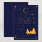 Art Deco Celestial Wedding Invitation Kaart (Voorkant / Achterkant)