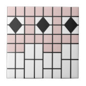 Art Deco Ceramic Tile Blush Pink Geo Print Tegeltje (Voorkant)