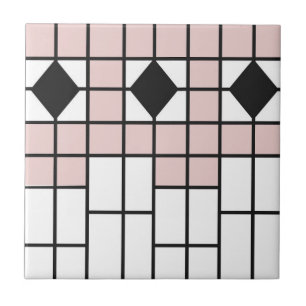 Art Deco Ceramic Tile Blush Pink Geo Print Tegeltje