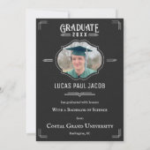 Art Deco Chalkboard Afstuderen Aankondiging (Achterkant)