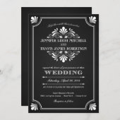 Art Deco  Chalkboard Wedding Invitations Kaart (Voorkant / Achterkant)
