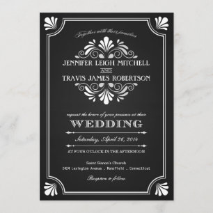 Art Deco  Chalkboard Wedding Invitations Kaart