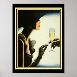 Art Deco "Champagne" 12 x 16 Afdrukken Poster