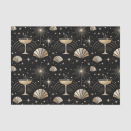 Art Deco Champagne Constellaties Nacht Patroon Tissuepapier