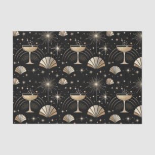 Art Deco Champagne Constellaties Nacht Patroon Tissuepapier