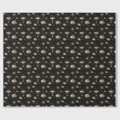 Art Deco Champagne Constellations Night Pattern Cadeaupapier (Vlak)