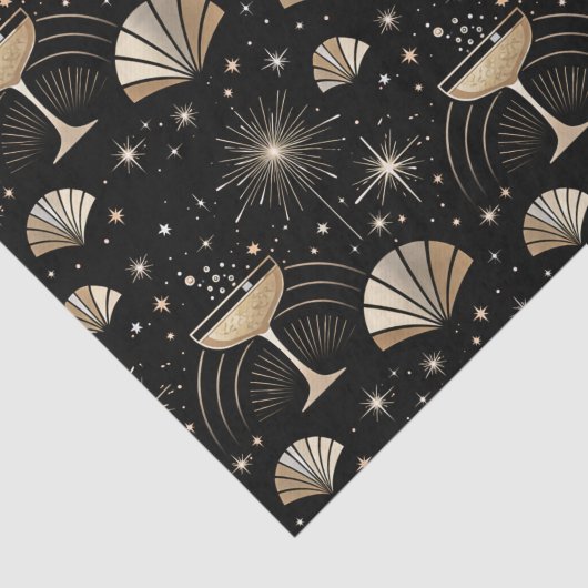 Art Deco Champagne Constellations Night Pattern Tissuepapier (Detail)