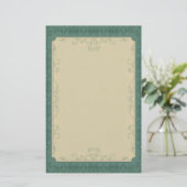 Art Deco champagne Emerald Green Wedding Briefpapier (Staand voorkant)