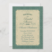 Art Deco champagne Emerald Green Wedding Kaart (Voorkant)