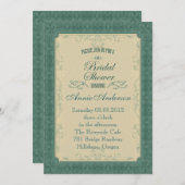 Art Deco champagne Emerald Green Wedding Kaart (Voorkant / Achterkant)