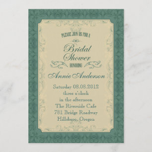 Art Deco champagne Emerald Green Wedding Kaart
