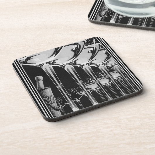 Art Deco Champagne Glass Onderzetter Set (6) (Linkerzijde)