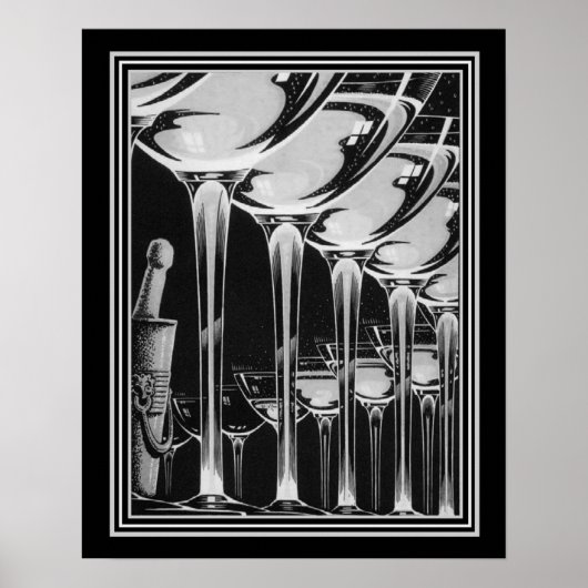 Art Deco Champagne Glass Print 16x20 (Voorkant)
