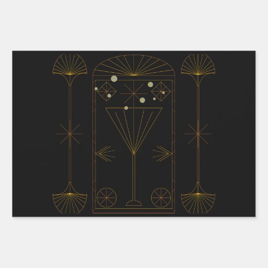Art Deco Champagne Inpakpapier Vel (Voorkant)