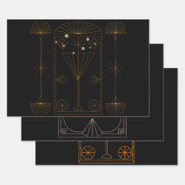 Art Deco Champagne Inpakpapier Vel