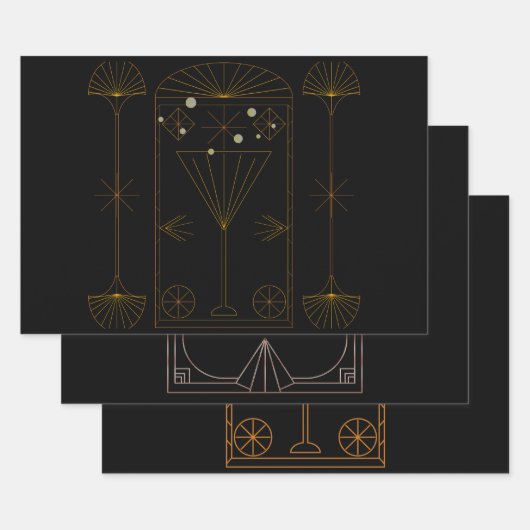 Art Deco Champagne Inpakpapier Vel (Set)
