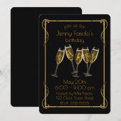 Art Deco Champagne Party Kaart (Voorkant / Achterkant)