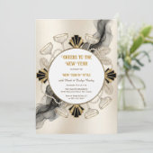 Art Deco Champagne & Pearls Cheers to the New Year Kaart (Staand voorkant)