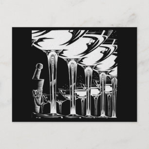 Art Deco champagneglazen Zwart & Wit Briefkaart
