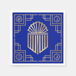 Art Deco Chanukkah Blue en Gold Design Servet