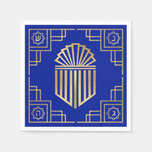 Art Deco Chanukkah Blue en Gold Design Servet