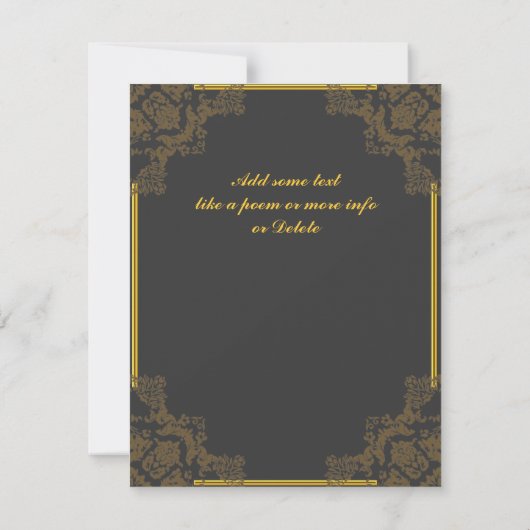 Art Deco Charcoal 50th Birthday Invitation Kaart (Achterkant)