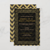 Art Deco Chevron Wedding Invtitation Kaart (Voorkant / Achterkant)
