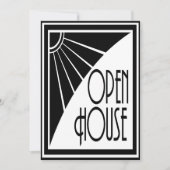 Art Deco Chic Black en White Open House Custom Kaart (Voorkant)
