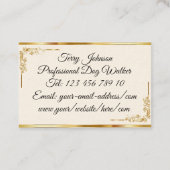 Art Deco Chic Elegante Zwart Goud Hair Stylist Visitekaartje (Achterkant)