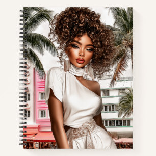 Art Deco Chic Glam Girl Spiraalschrift Notitieboek