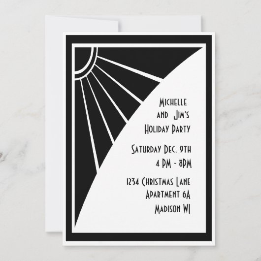 Art Deco Chic Zwart en Wit Open Huis Custom Kaart (Achterkant)