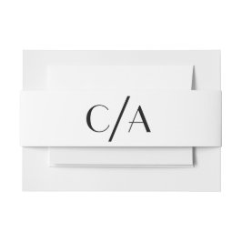 Art Deco Chic Zwart Wit Monogram Huwelijk Uitnodigingen Wikkel